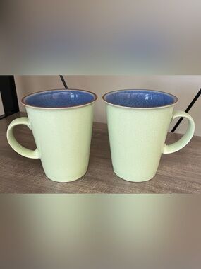 Denby Juice Mugs Gren and Blue